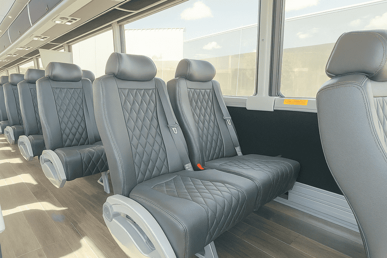 interior of Jacksonville Shuttle Bus Rentals charter bus